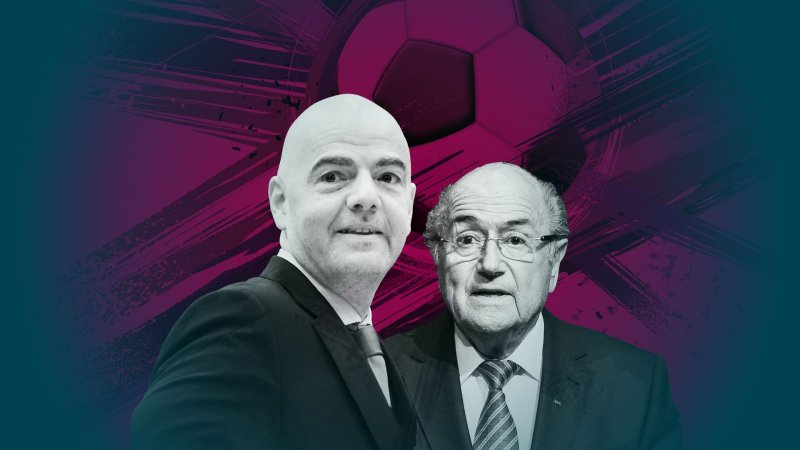 Collage mit FIFA-Chef Gianni Infantino und Ex-FIFA-Pr&auml;sident Sepp Blatter