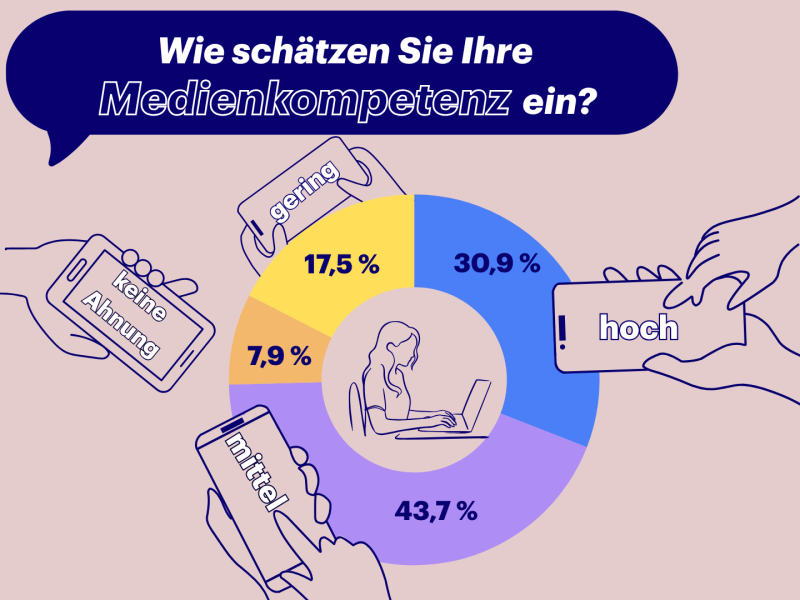 Collage: Oben steht die Frage "Freuen Sie sich auf die Fussball-WM?", darunter ein Tortendiagramm mit drei Teilen. 671 Personen haben mit "bin skeptisch", 350 Personen mit "kein Interesse" und 39 Personen mit "liebe es!" geantwortet.
