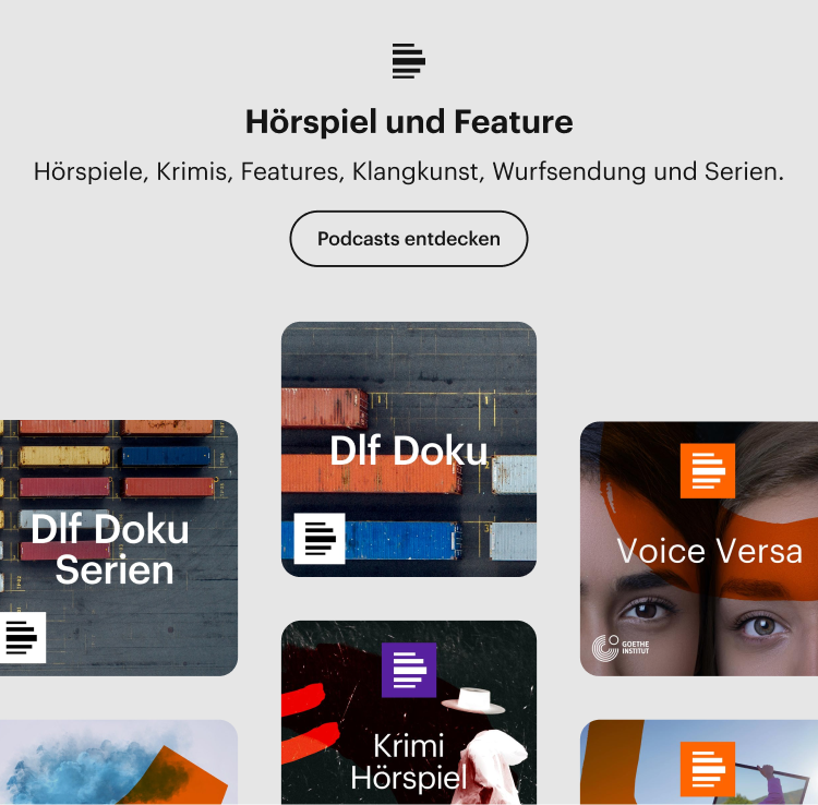Eine Collage aus Hörspiel- und Feature-Logos